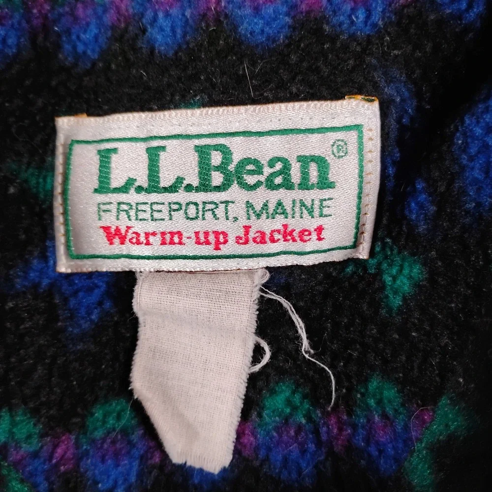 LL Bean Vintage 90s Warm-up Jacket Teal Fleece Lined Bomber Mens Medium